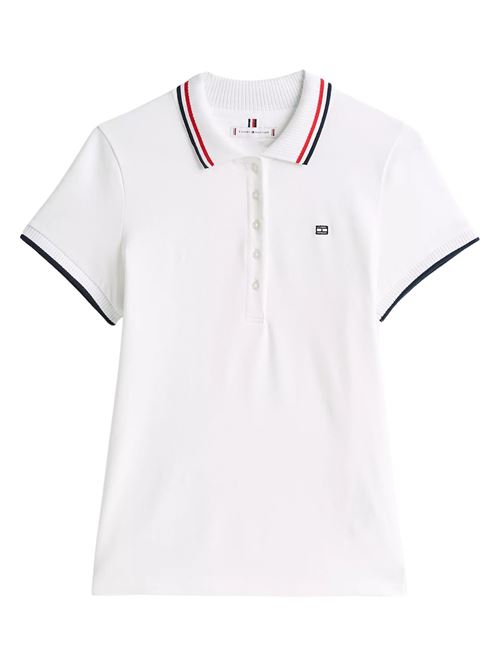Polo donna bianca in cotone Tommy Hilfiger | WW0WW44517YCF